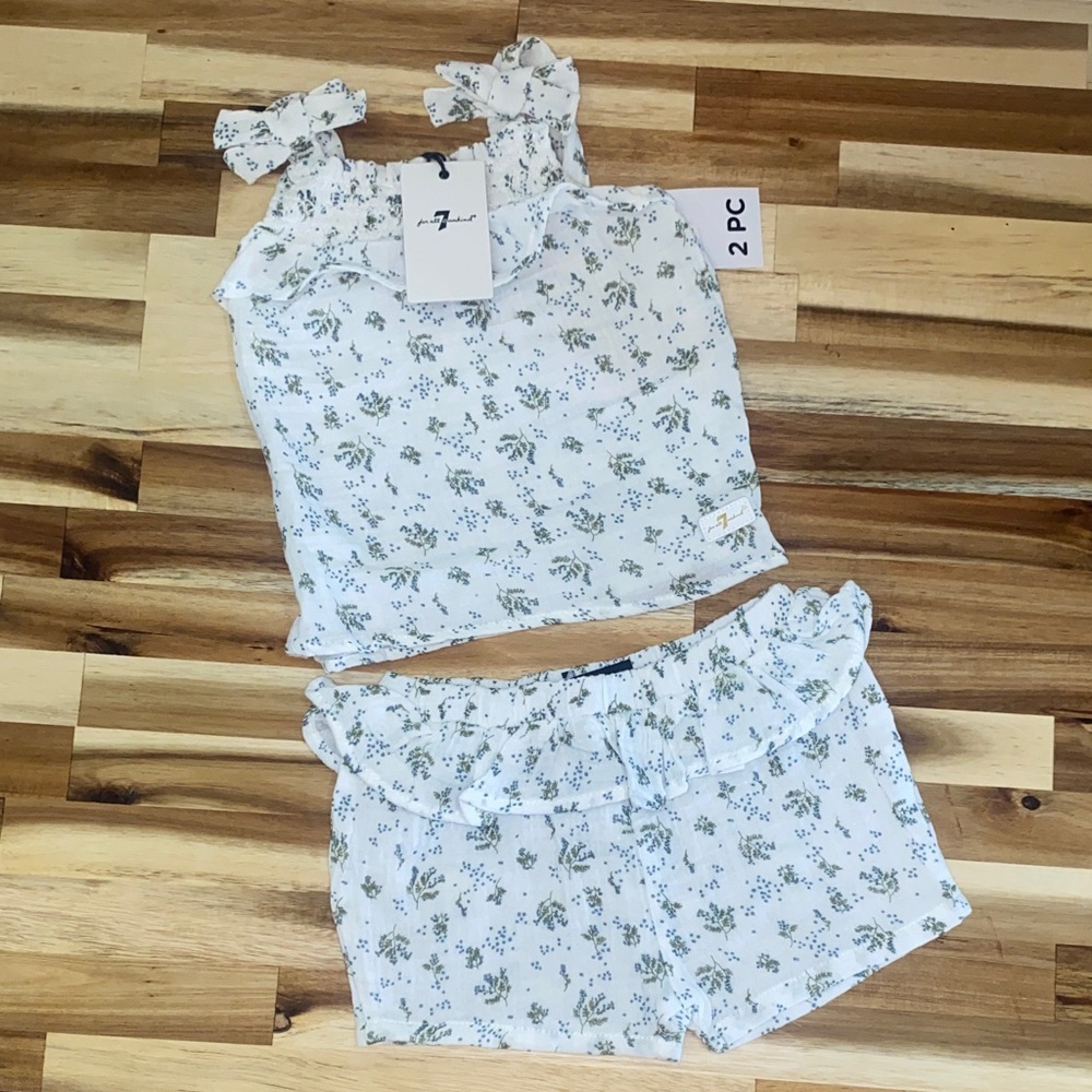 7 For All Mankind Babydoll Tie Strap Tank and Matching Shorts 18 Month NWT